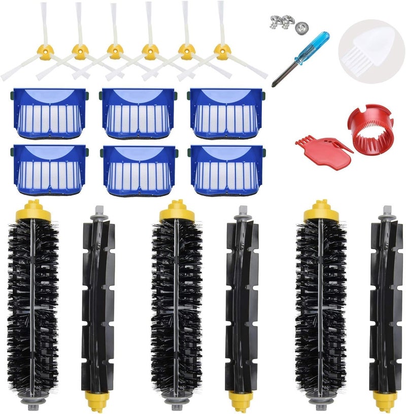 LOVECO Replacement Accessories Kit for iRobot Roomba 600 Series 694 692 690 680 660 665 651 650 614 & 500 Series 595 585 564,6 Filter,6 Side Brush,3 Pairs Bristle and Flexible Beater Brush - Image 1